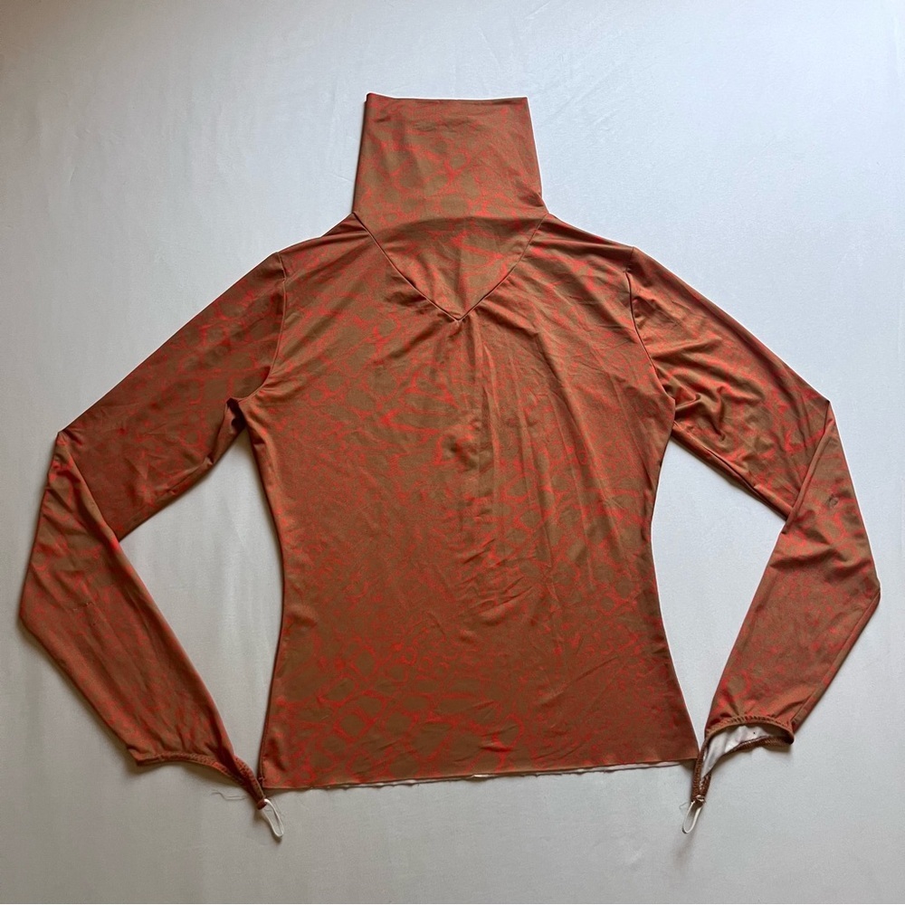 MAISIE WILEN brown orange printed knit turtleneck long sleeve‎ top